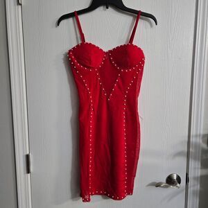 Women's Pearls Sheer Mesh Wrap Sleeveless Mini Bodycon Dress Party